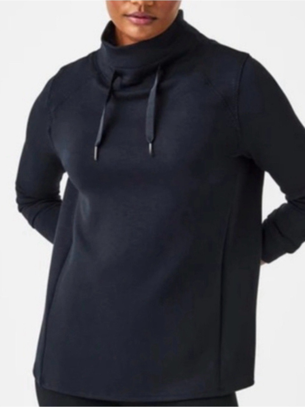 Spanx Air Essentials Got Ya Covered Mock Neck Pullover Sweatshirt Black Womens S
